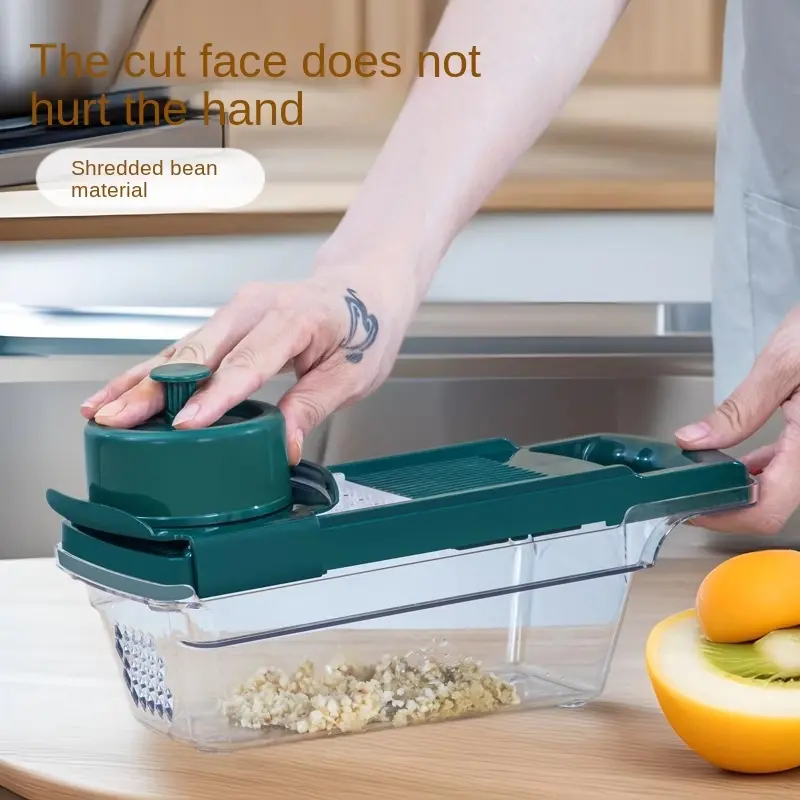 6-In-1 Automatic Slicer for Kitchen, Durable Vegetable Slicer, Multi-Blade Vegetable Cutter, Potato Chip Maker, Shredder, Chopper, Peeler, /blue