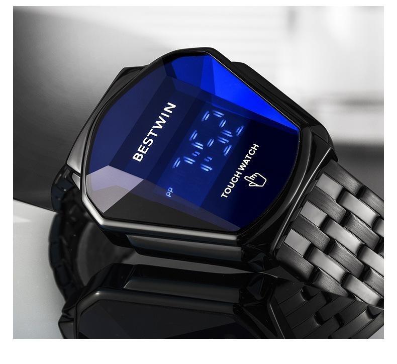 Touchscreen Racing Sport watch Luxury Mens Racing Sport​Iridescent diamond-shaped mirror surfacet WatchMultifunction Chronograph  Stainless Stee!Casual Business Stvle Perfect Giftfor Him fashionable wristwatch time display