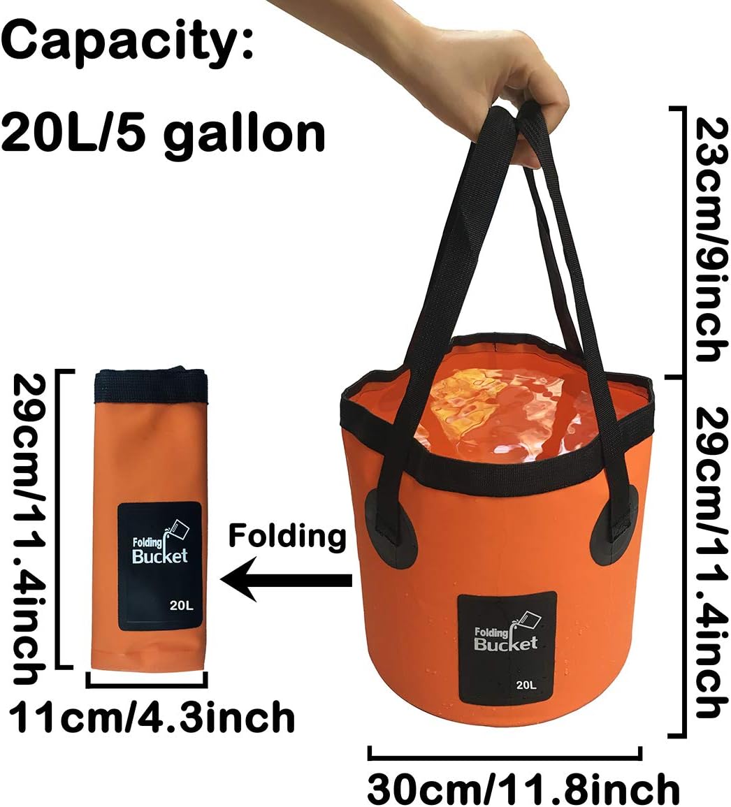 12L/20L Portable Folding Water Storage Bucket, Collapsible Water Container, Durable PVC Water Bucket with Handle, Suitable for Camping Tools, Fishing, Travel, Road Trip Essentials & Outdoor Gardening