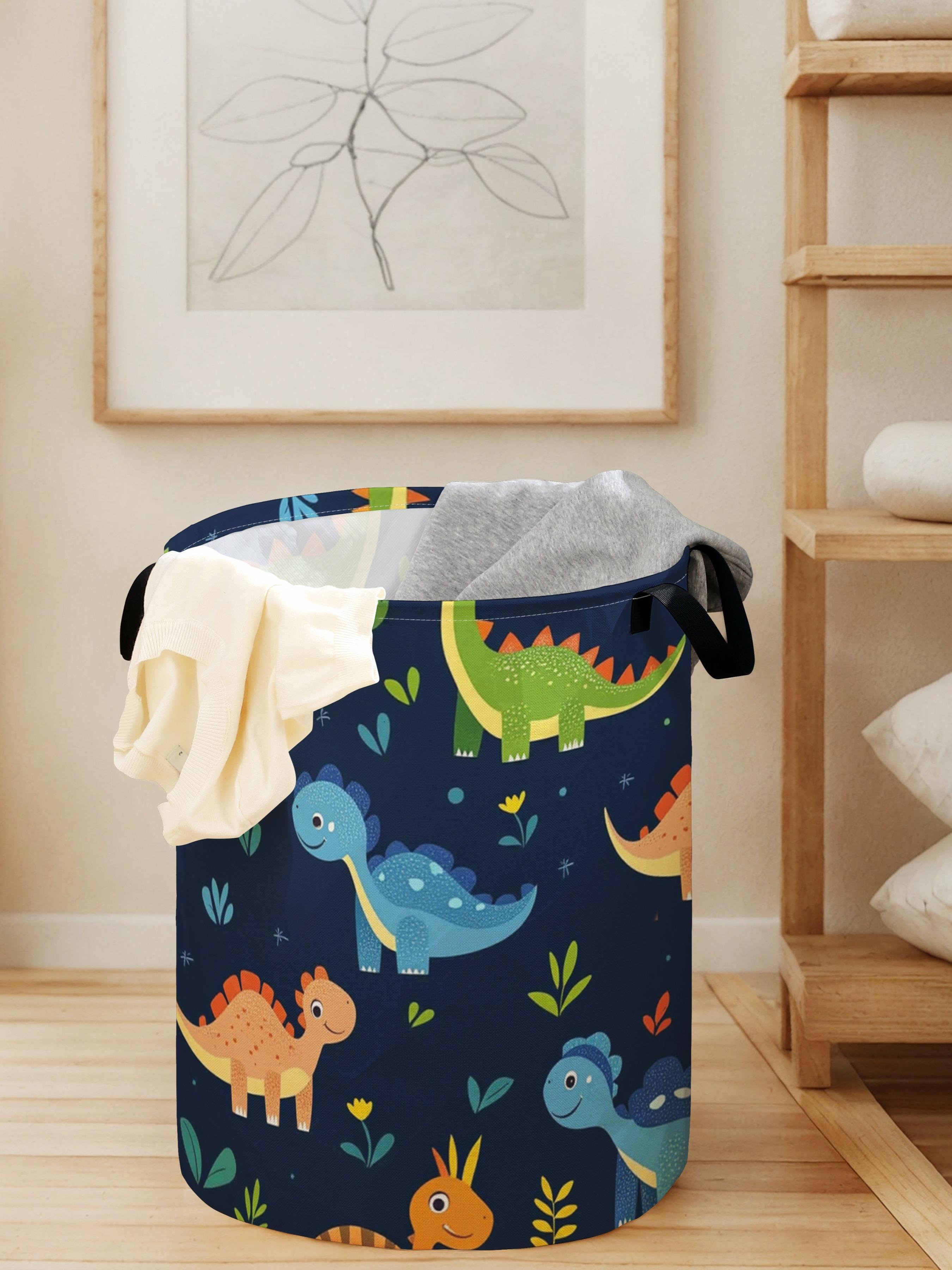 Dinosaur Pattern Laundry Basket with Handle, Dirty Clothes Basket, Durable Foldable Dirty Clothing Storage Bin, Large Capacity Toy Organizer, Non-Sensitive Goods, All Seasons