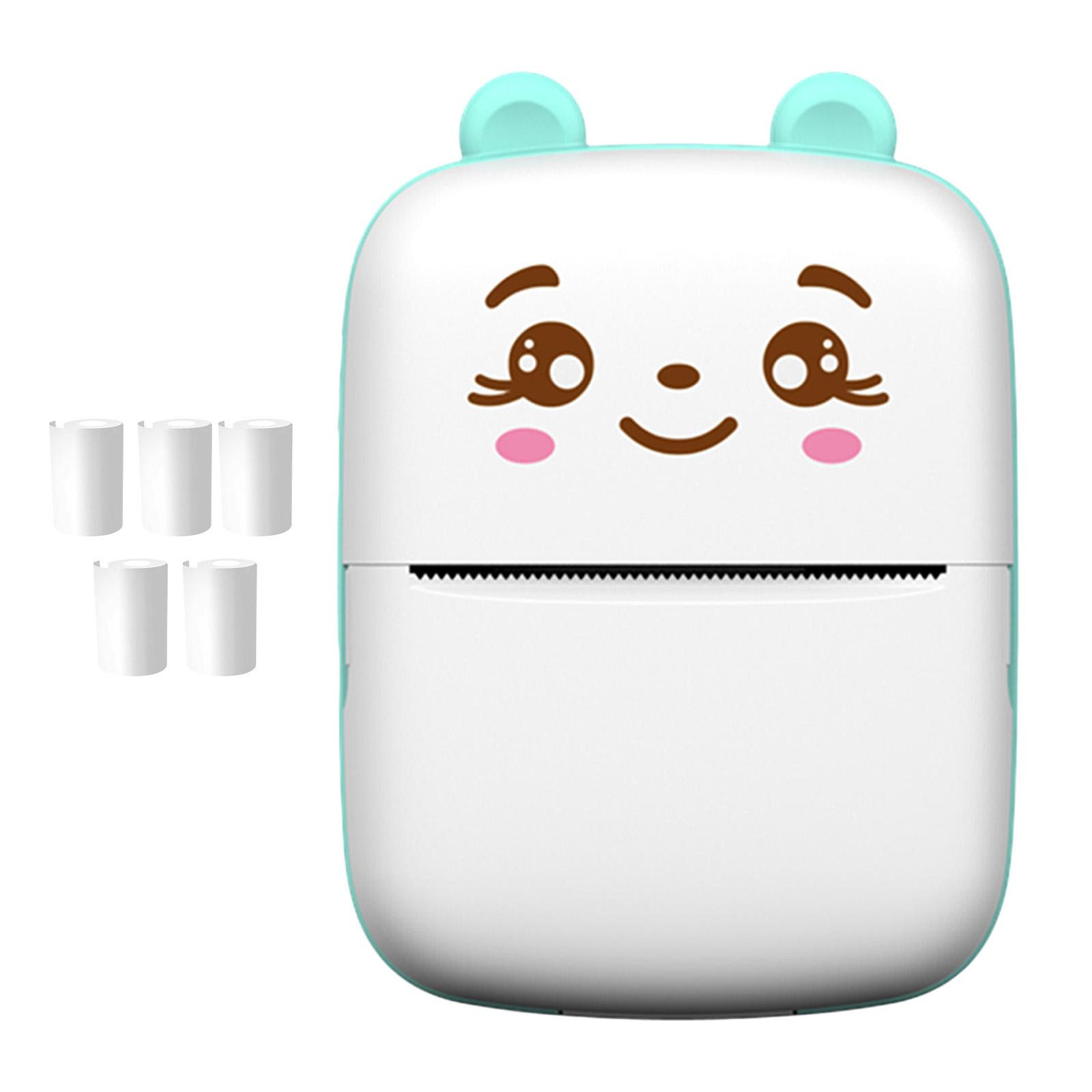 Kids Bluetooth-compatible Printer Gift Set, Portable Mini Wireless No Ink Printer with 5 Paper Rolls & Color Pens, Perfect Birthday Xmas Gift