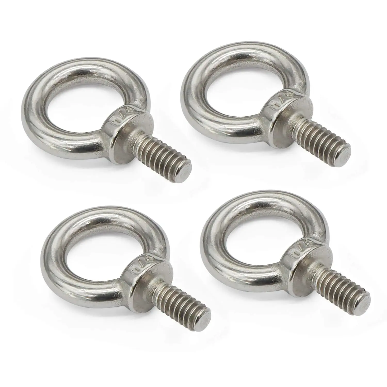 4 Packs 1/4"-20 Eye , 316 Stainless Steel Marine Grade  Eye , UNC Standard Threaded Lifting Ring
