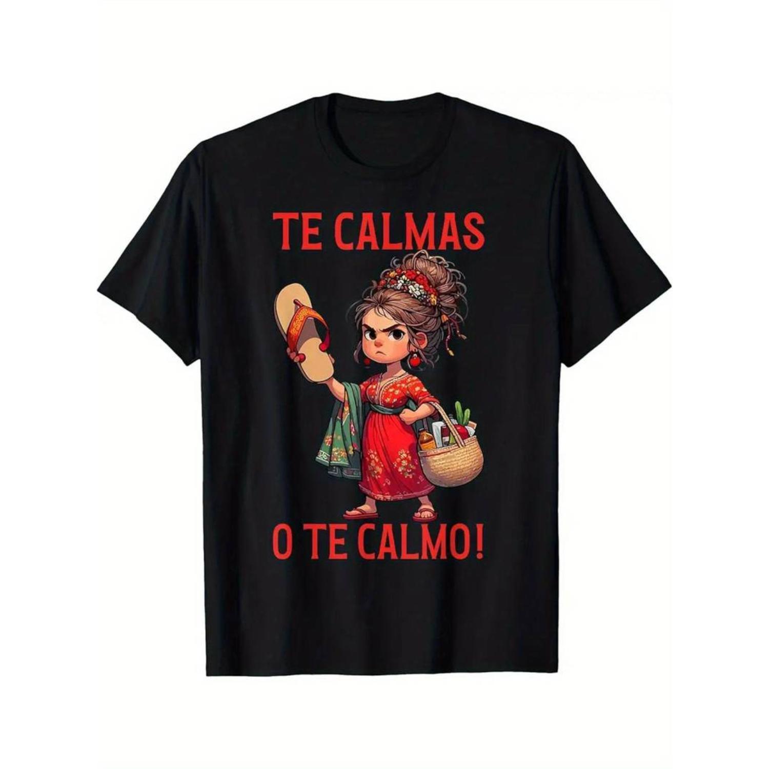 Summer t Shirts Women's Funny Mexican Spanish Mom "Calm Or I Will Calm You" Graphic T-Shirt