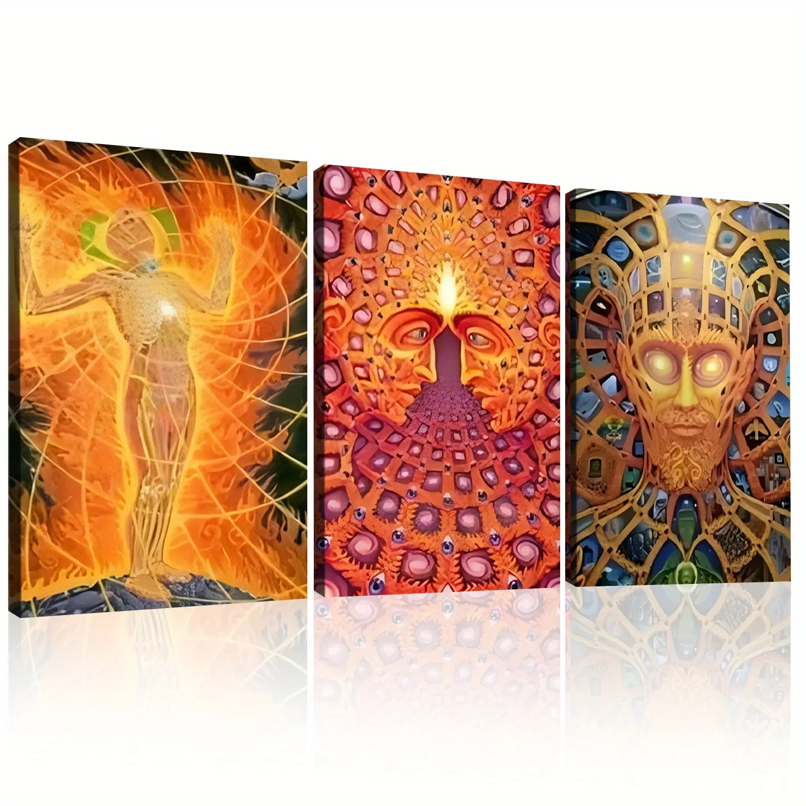2D canvas, 3 pieces with frame - Spiritual Mythical Theme Wall Art Framed Painting, suitable for indoor Valentine's Day, Presidents' Day, Marathon, his and hers luxury wall decor in the bedroom, living room, children's room, bathroom, home office, autumn