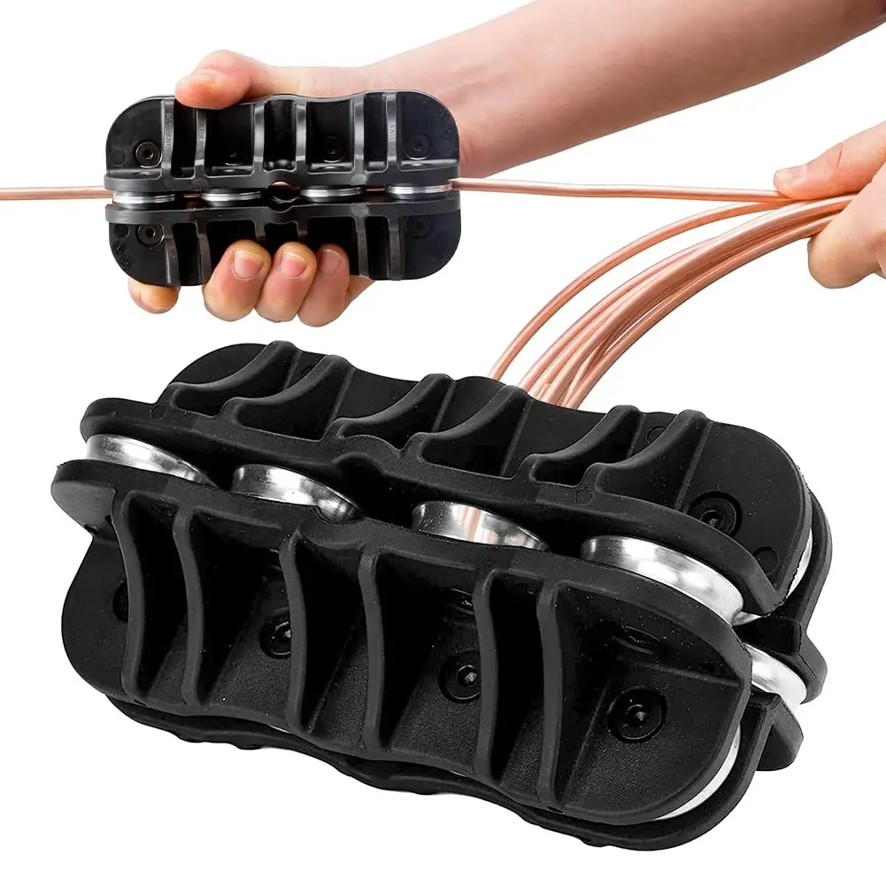 3/8" Handheld Tubing Straightener Tool for Brake & Fuel Lines - Works on Copper, Aluminum, Steel Coils | Durable ABS & Alloy Roller | Easy-Grip Design