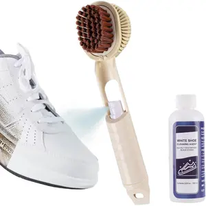 Shoe Cleaning Kit - 3-Way Shoe Brush with Detachable Small  Bottle, White Shoe Sneaker Cleaner and Shoe Shine Cloth Set for Cleaning Sneakers, Boot, Leather, Canvas, and Suede Shoes-1 Set