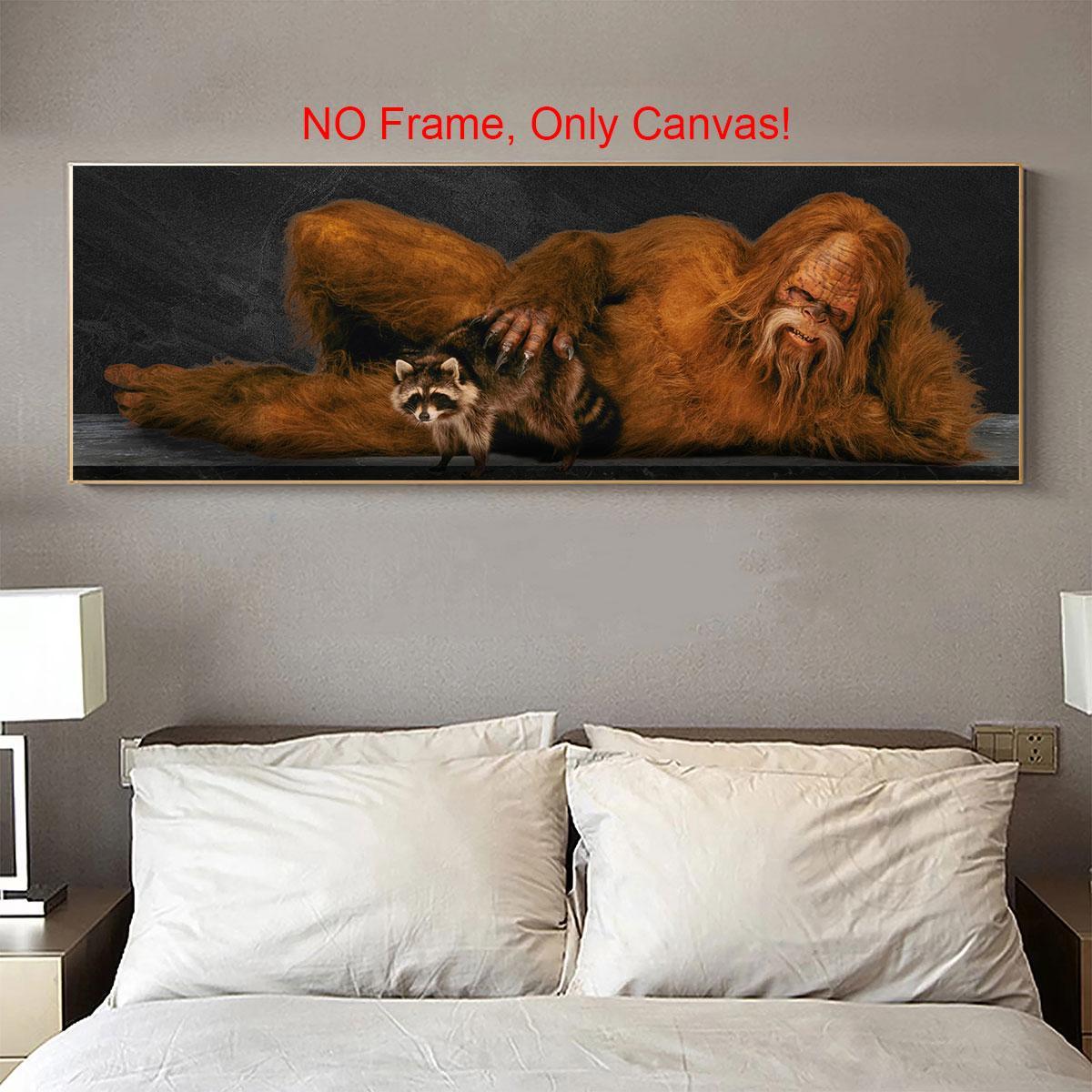 Sasquatch Pattern Canvas Painting without Frame, Unframed Art Print, Modern Wall Art, Wall Art Decor for Home Living Room Bedroom Office, Poster