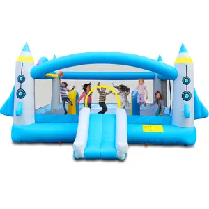 Multifunctional Jump 'n Slide Inflatable Bouncer For Kids Complete Setup With Blower - 198" X 180" Play Area - 96" Tall