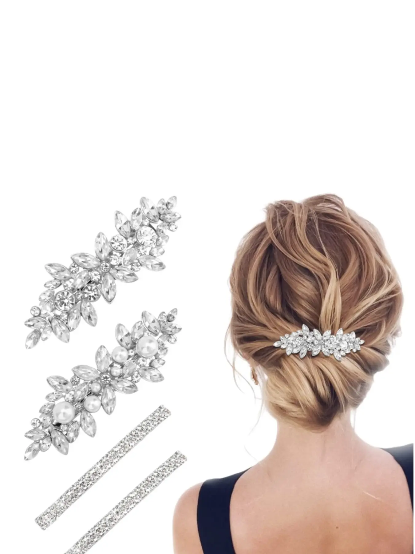 4-Piece Set Elegant Rhinestone Pearl Hair Clips, Wedding Jewelry Accessories, Fashion Hair Accessories, Perfect for Brides, Birthdays, Holidays, Women's Gifts