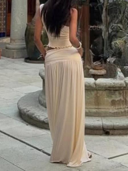 Women's Summer Fashion Sexy Asymmetrical Sleeveless High Waist Cropped Crop Top Skirt Set, Casual Two-Piece for Daily Wear