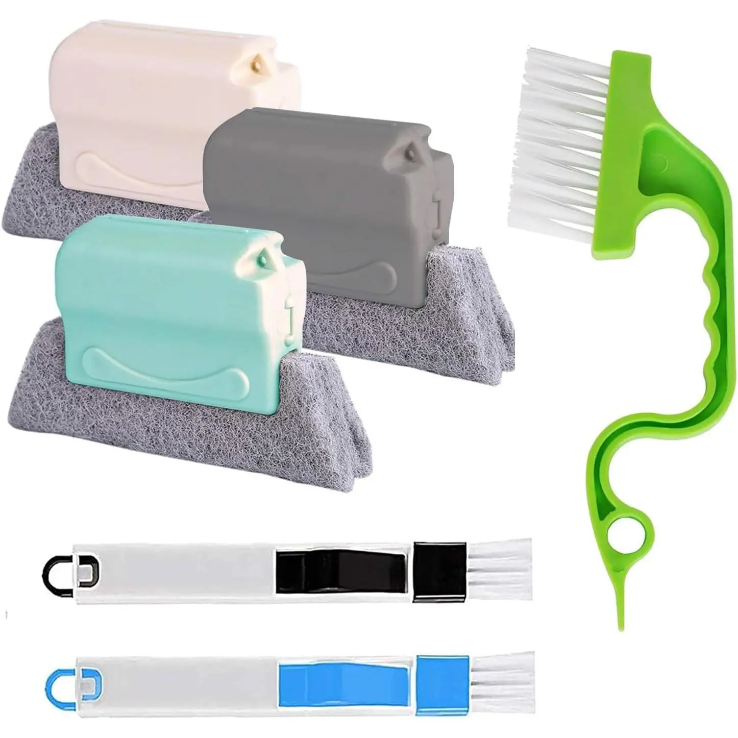 6-Piece Extendable Glass Cleaner Kit, Household Deep Cleaning Window Brushes Set for Slide Doors, Blinds, Bathroom Surfaces, Synthetic