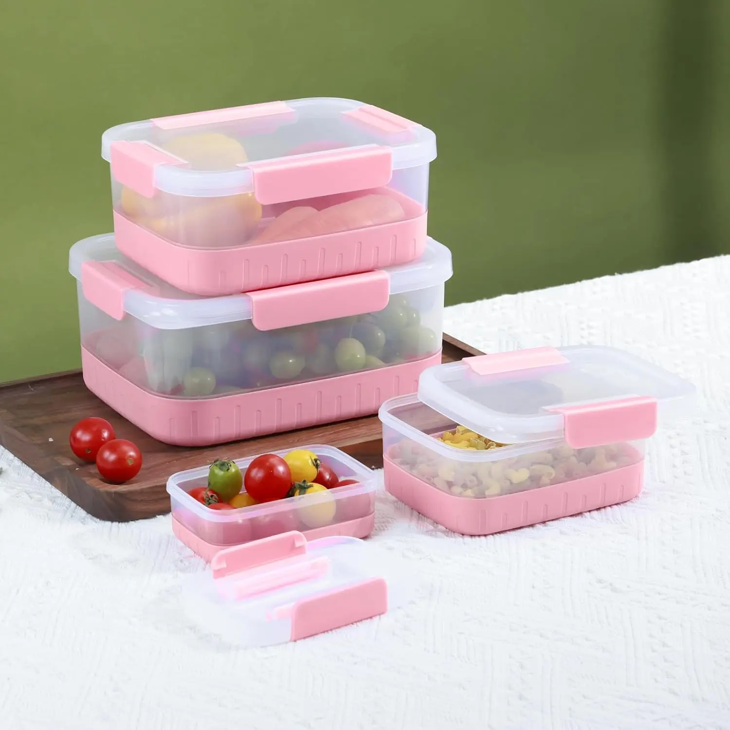 Plastic  Storage Containers with Leakproof Locking , Stackable Airtight Storage Containers for Pantry & Kitchen Organization,  & Freezer Safe, Non-slip Base, Set of 4 count,
