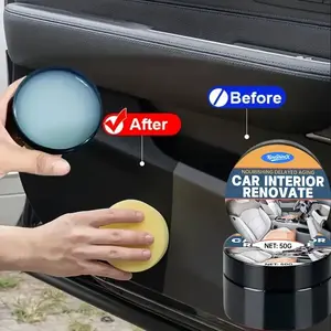 2 PCS Multifunctional Car Interior & Exterior Repair Wax - Scratch Remover, Plastic Refinishing & Gloss Treatment - Instant Black Glossy Dashboard, Tires, Bodywork - Includes Sponge Brush - Anti-Yellowing, Revitalizing Protective Coating, Scratch Repair