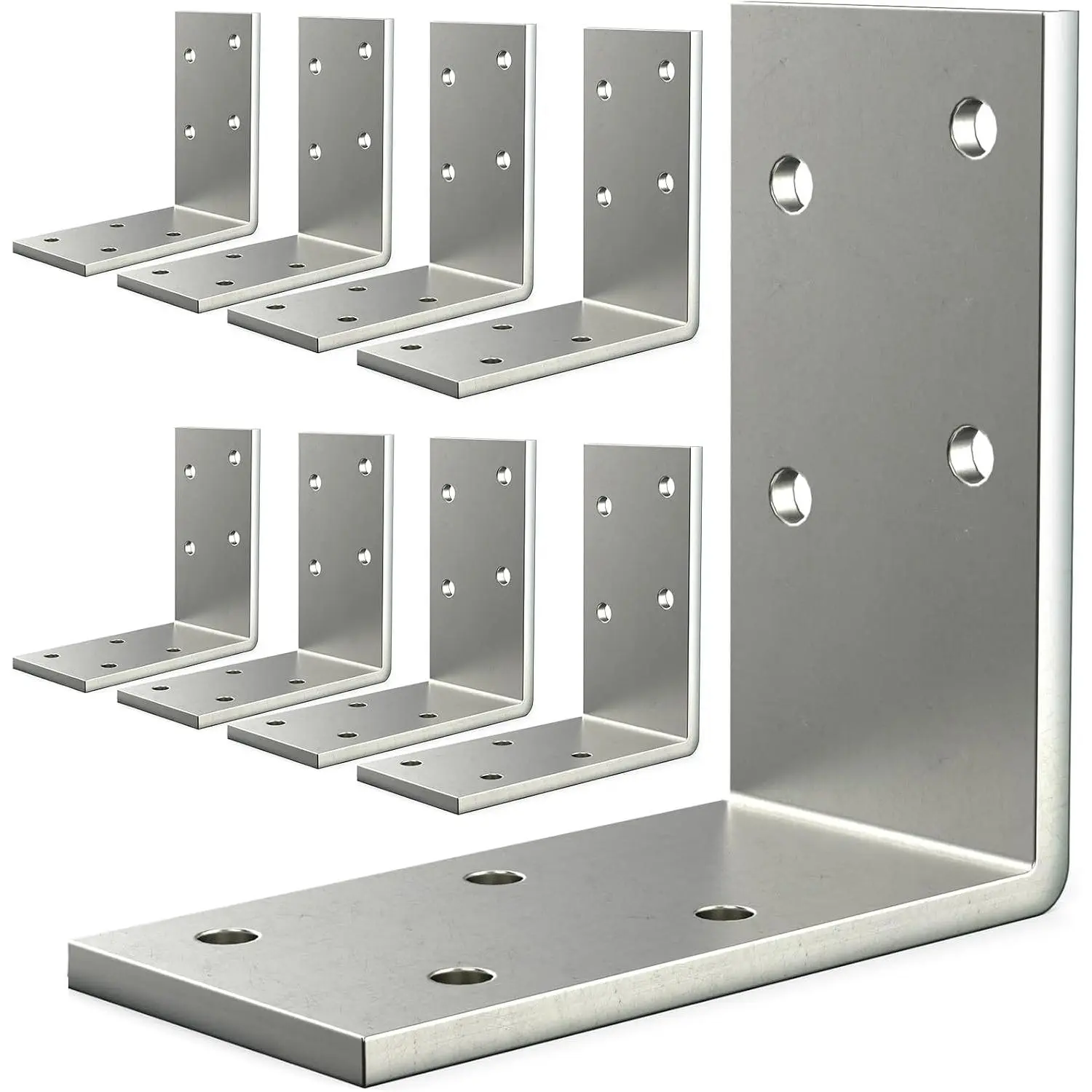 L Brackets for Wood, 3x3 Inch Galvanized Corner, 8 PCS| 90° corner, 3*3*1.5 inches.silver reinforces joints in shelves, furniture, frames, and posts; screws not included.