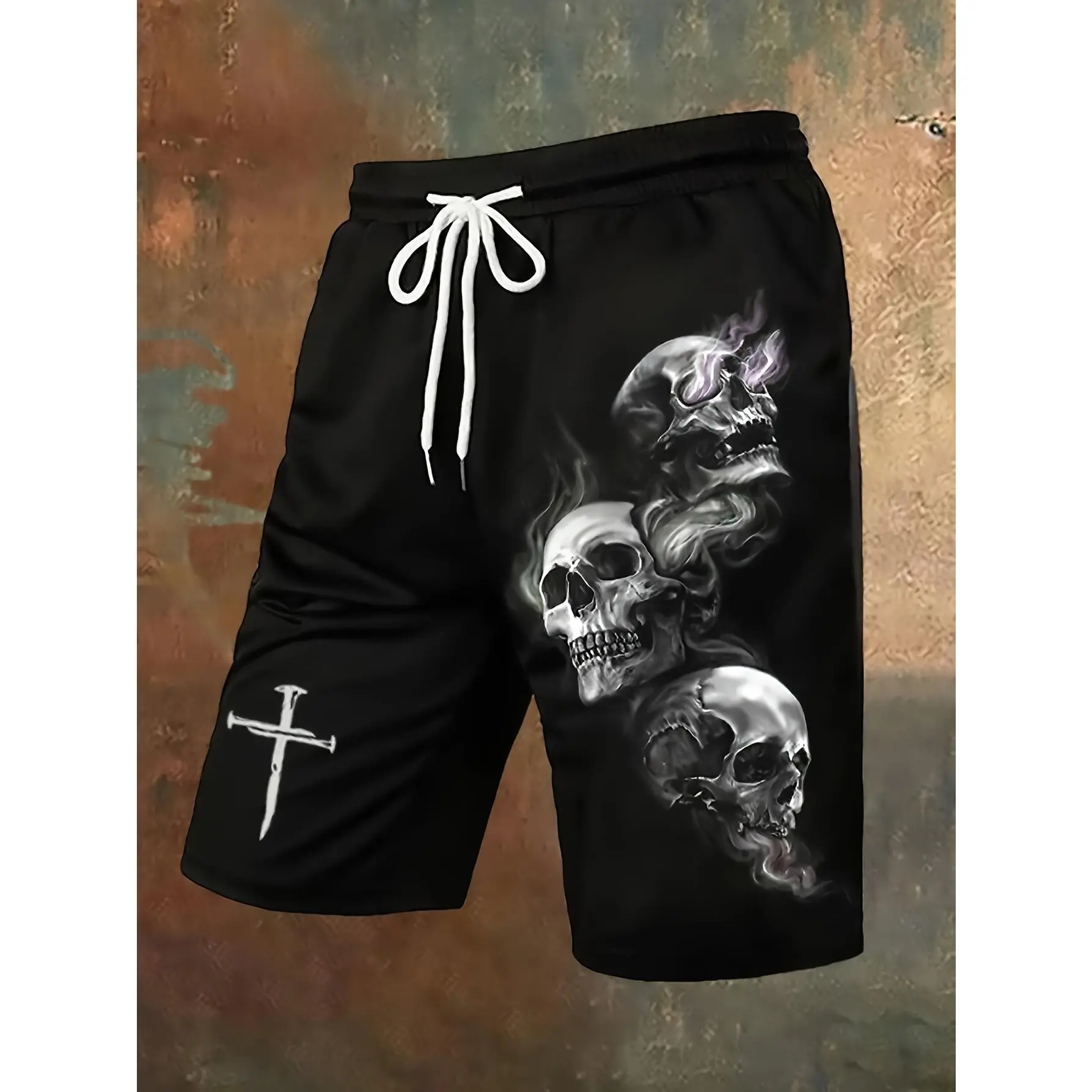 Skull Cool Beach Shorts With Lining, 3D Printed Casual Pants, Fashionable and Comfortable for Summer Streets and Hawaii Vacation in Maldives, Minimalist Design