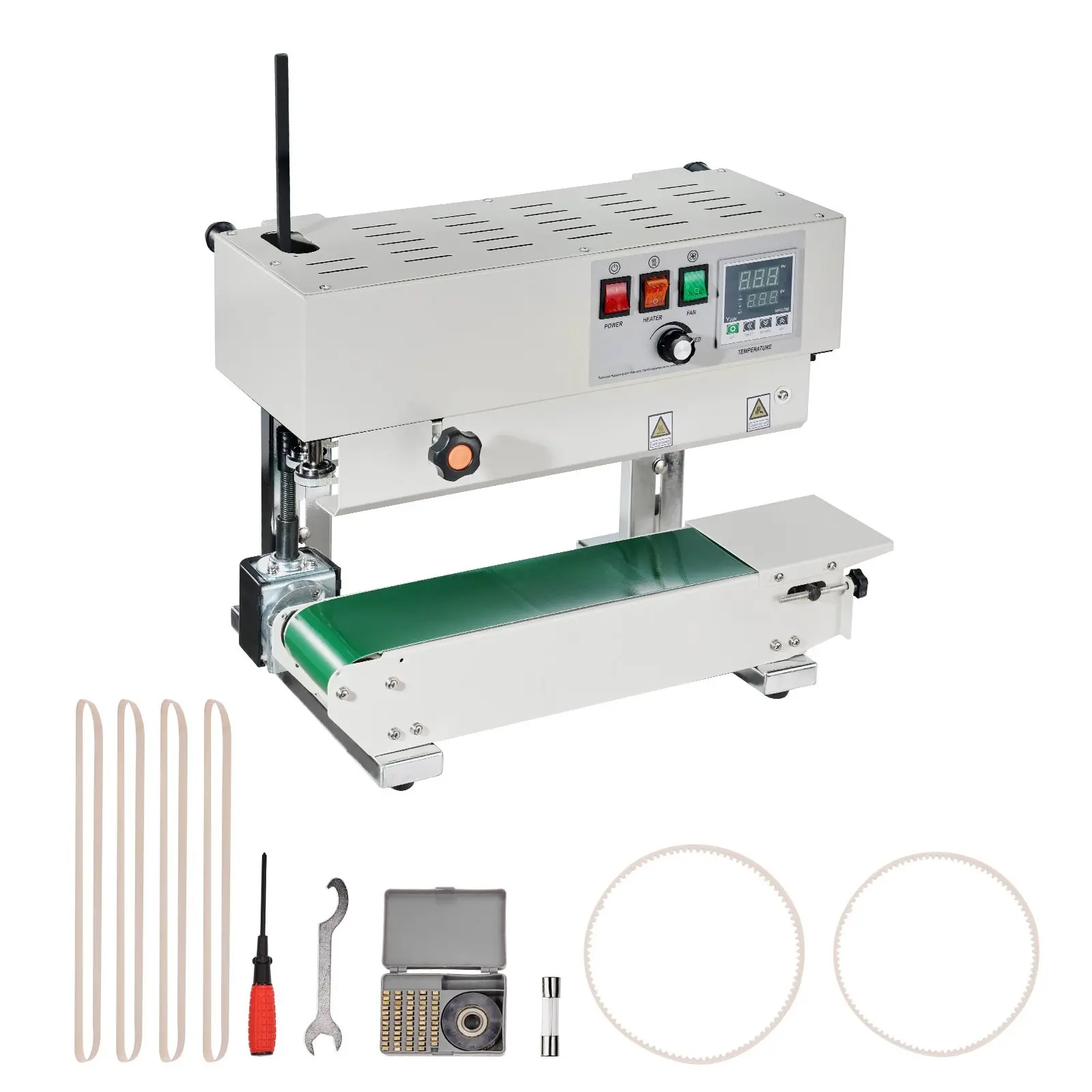 Continuous Bag Sealing Machine With Vertical Band Sealer, Industrial Carbon Steel Construction, Durable Heat-Sealing Equipment For Plastic Bags, Automatic Operation, High Precision Seal For Food Packaging, Reliable Grade