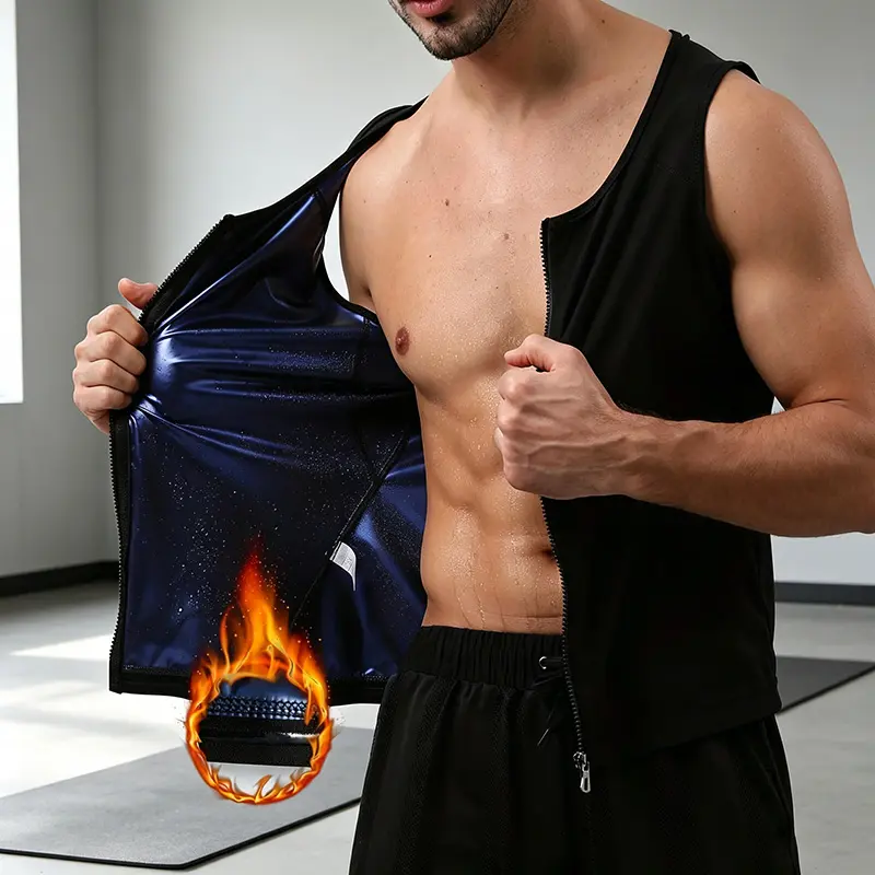 Men's sauna vest, shaping and tummy control shirt, men's fitness short-sleeved sports running  shirt