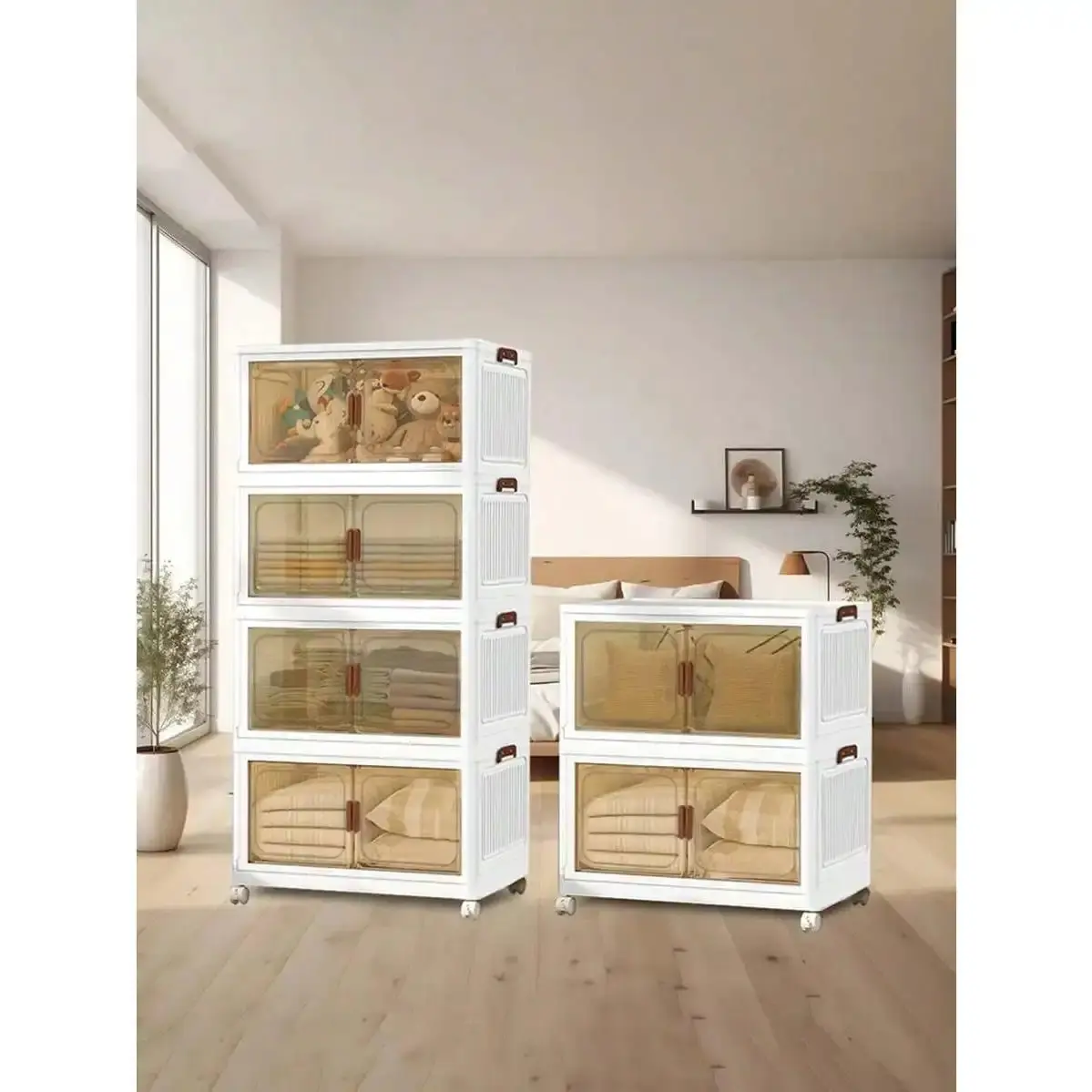 70cm4/5layers Oversized Locker With Wheeled Doors - Waterproof Collapsible Locker For Bedroom Storage Of Clutter, Documents, Toys, Snacks And Plastic Drawers For Storage,