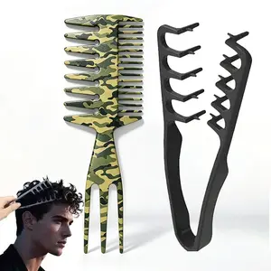 Men's Salon Hair Styling Comb Set, Wide-Tooth Comb for Textured Hairstyles, Pompadour Style Comb, Voluminous Look Styling Comb