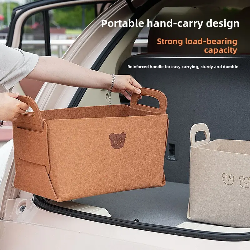 [Clearance Sale] Car Trunk Storage Box Cartoon Bear Large Capacity Foldable Auto Interior Organizer Collapsible Vehicle Storage Container