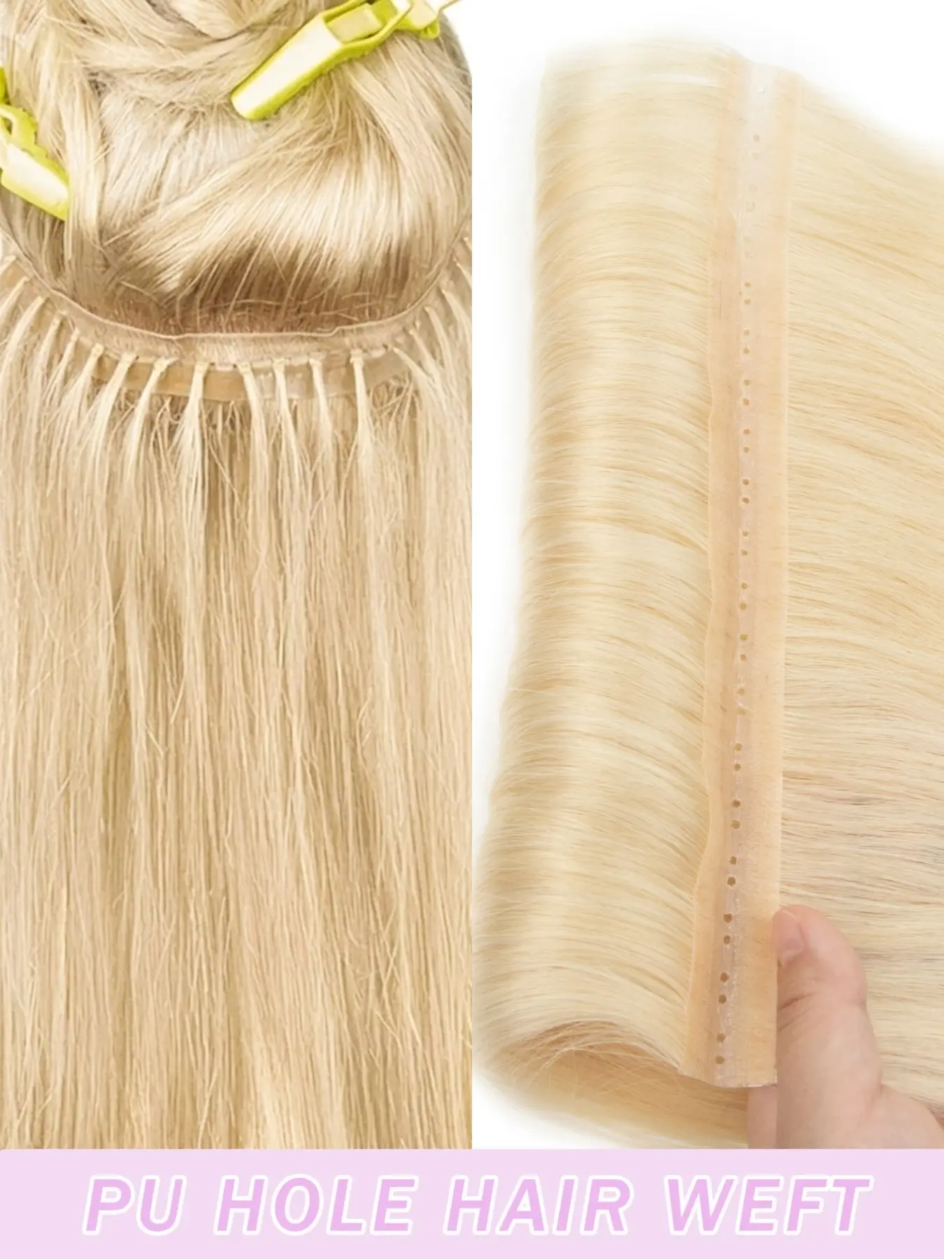 Invisible PU Hole Injection Hair Weft Remy Human Hair Extensions Straight Natural Black Seamless Highlights for Wedding Festival Cosplay Gift for Women Goth Halloween Costumes Hair Accessories Self Care Travel Essentials Holiday Makeup Bride Hair