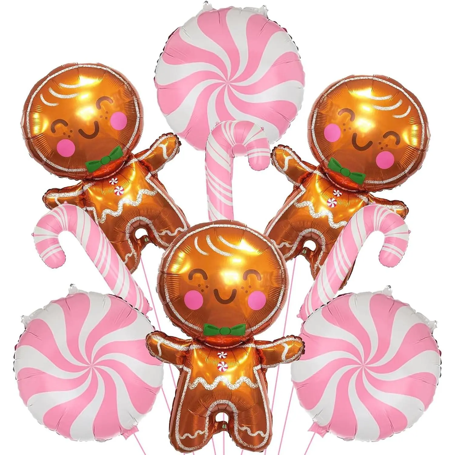 32 Inch Gingerbread Balloons and Candy Cane Foil Balloons for  Christmas Gingerbread Decorations, Christmas Candy Cane Birthday  Shower Party Decorations