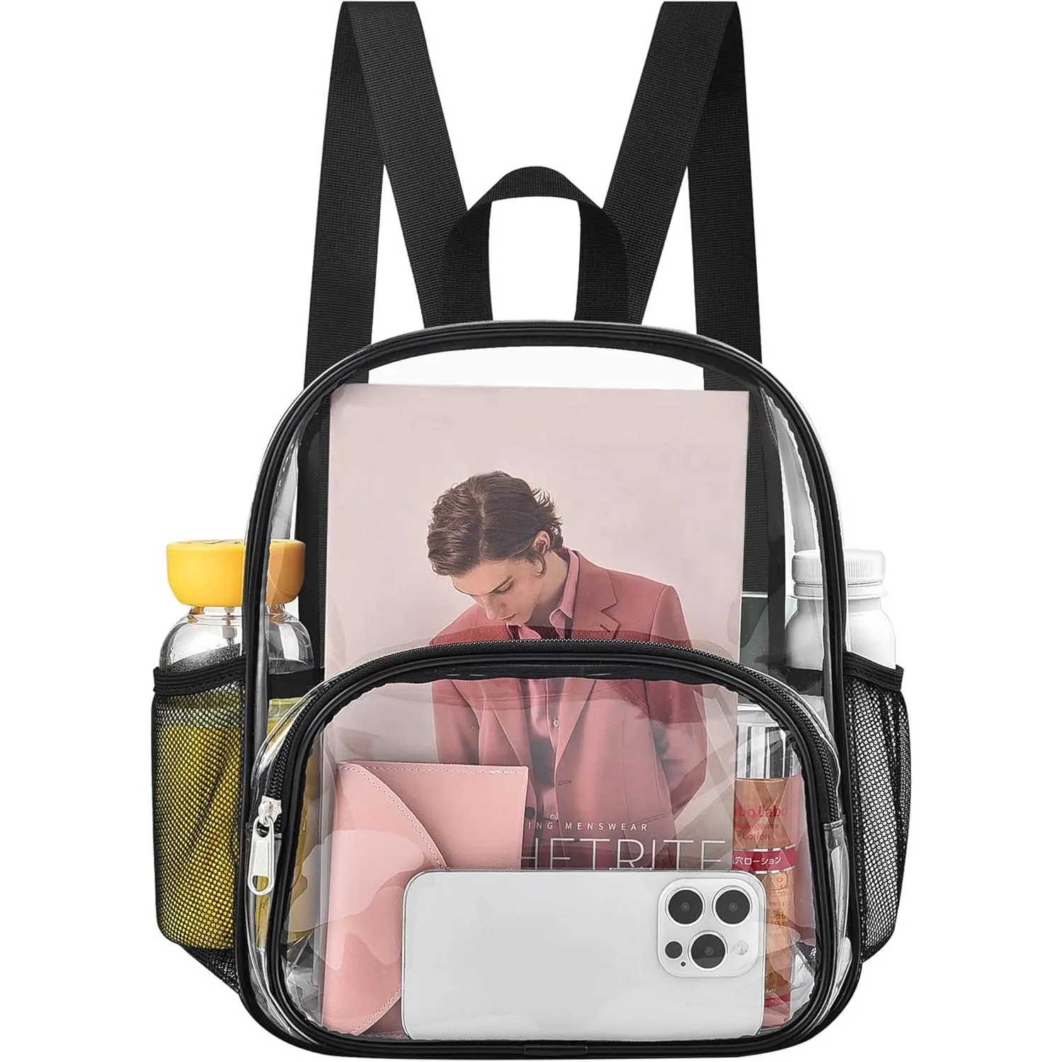 Busiuw Clear Backpack for Stadium Events Clear Backpack 12x12x6 with Front Pocket for Concert Sport Fashion Women Backpack Events Work Travel