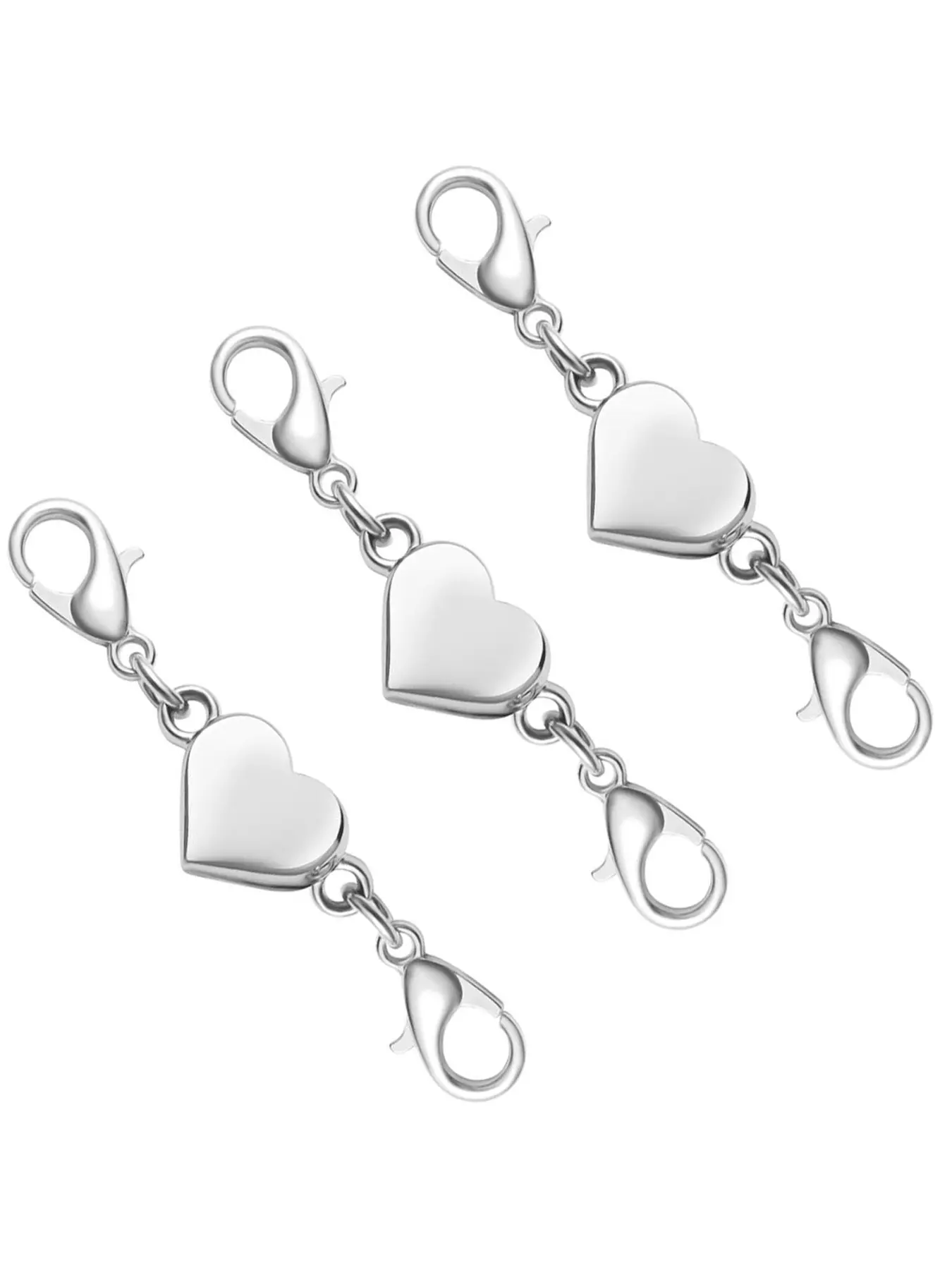 Heart Magnetic Clasp, Double Lobster Closure for Necklace Bracelet, Jewelry Making Connector
