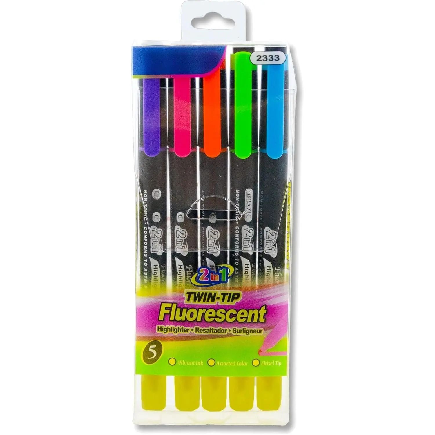 Double Tip Neon Highlighters, Chisel Tip Broad Fine Line, Unscented Quick Dry, Highlighting Underlining Coloring Sketchbook Text Books, for  School Office (5/Pack), 1-Pack | chisel tips, double-tip fluorescent highlighters, Quick-dry,  ink, ASTM D-4236