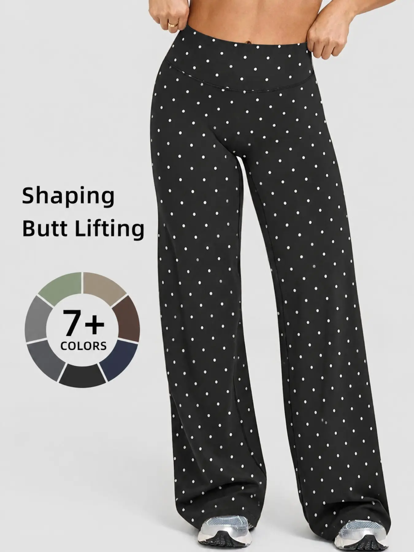 Women's Dot Print Sporty Yoga Pants, Knitted Sports Pants, Comfortable Casual Wear, Elastic Waist, Long Regular Fit, Fall & Winter Fashion