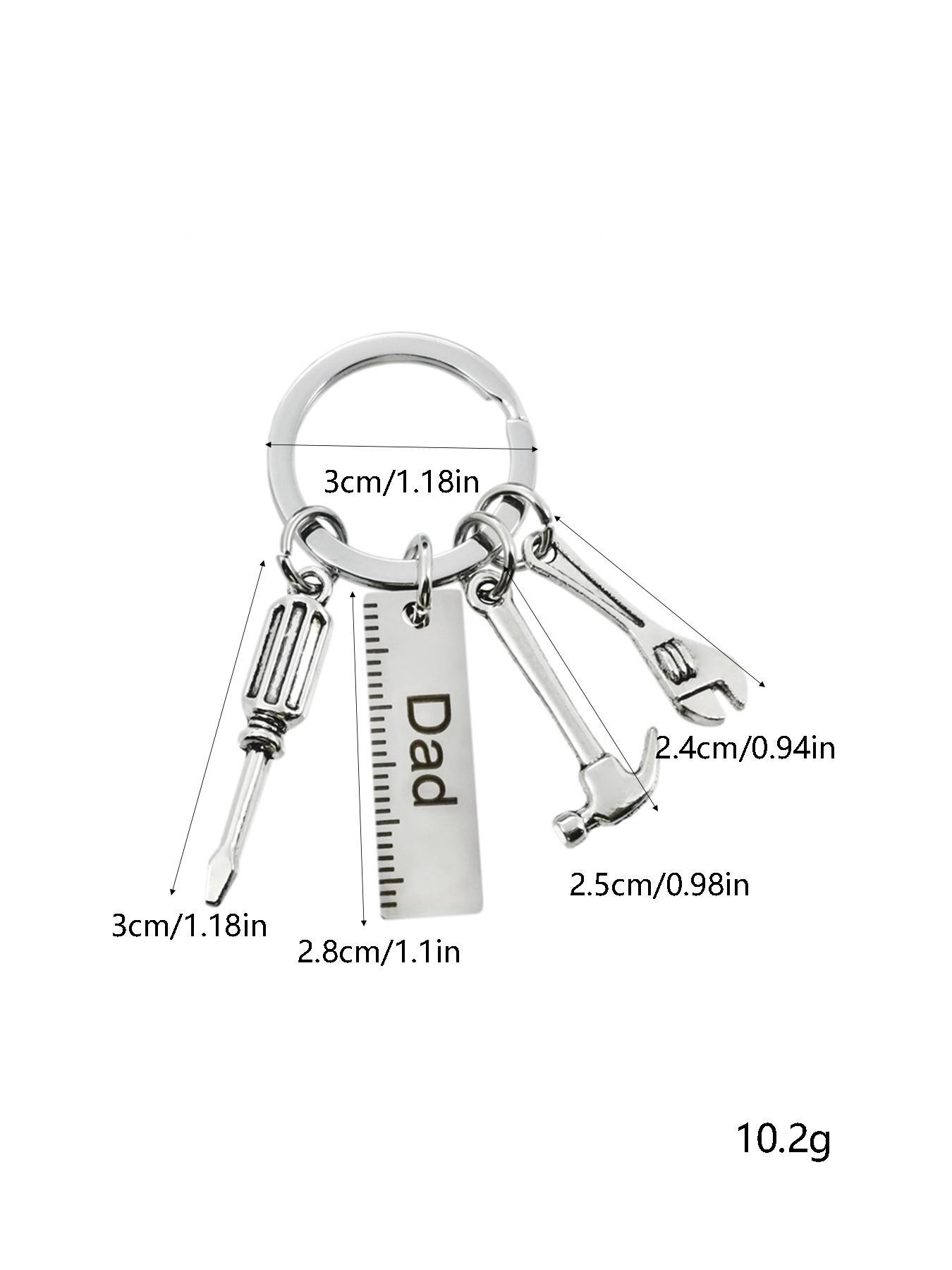 Men's Fashion Creative Letter Pattern Craftsmanship Keychain, Trendy Durable Stainless Steel Keychain Pendant, Hammer Wrench Screwdriver Shape Design Keychain, Gift