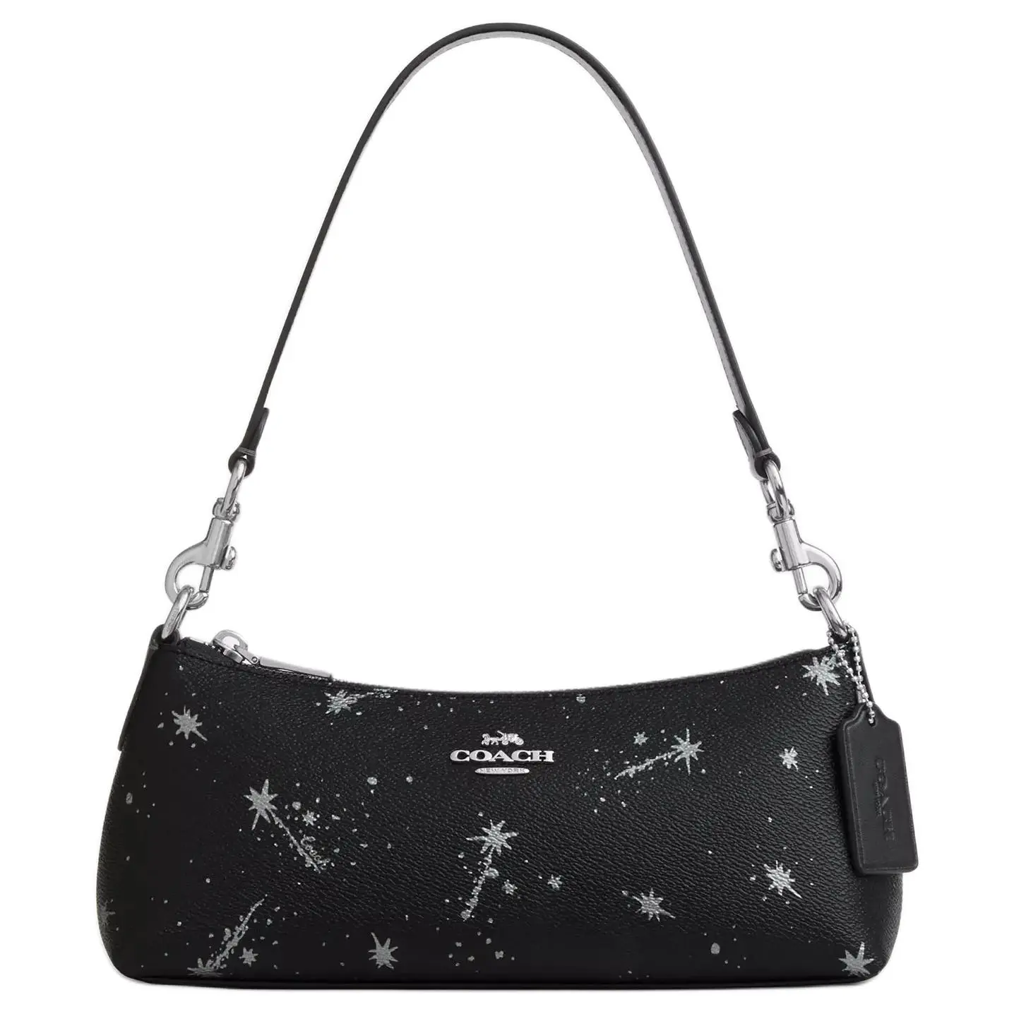 COACH Charlotte 25 Smooth Leather Star-Print Crossbody Bag for Women, Medium Size, Black