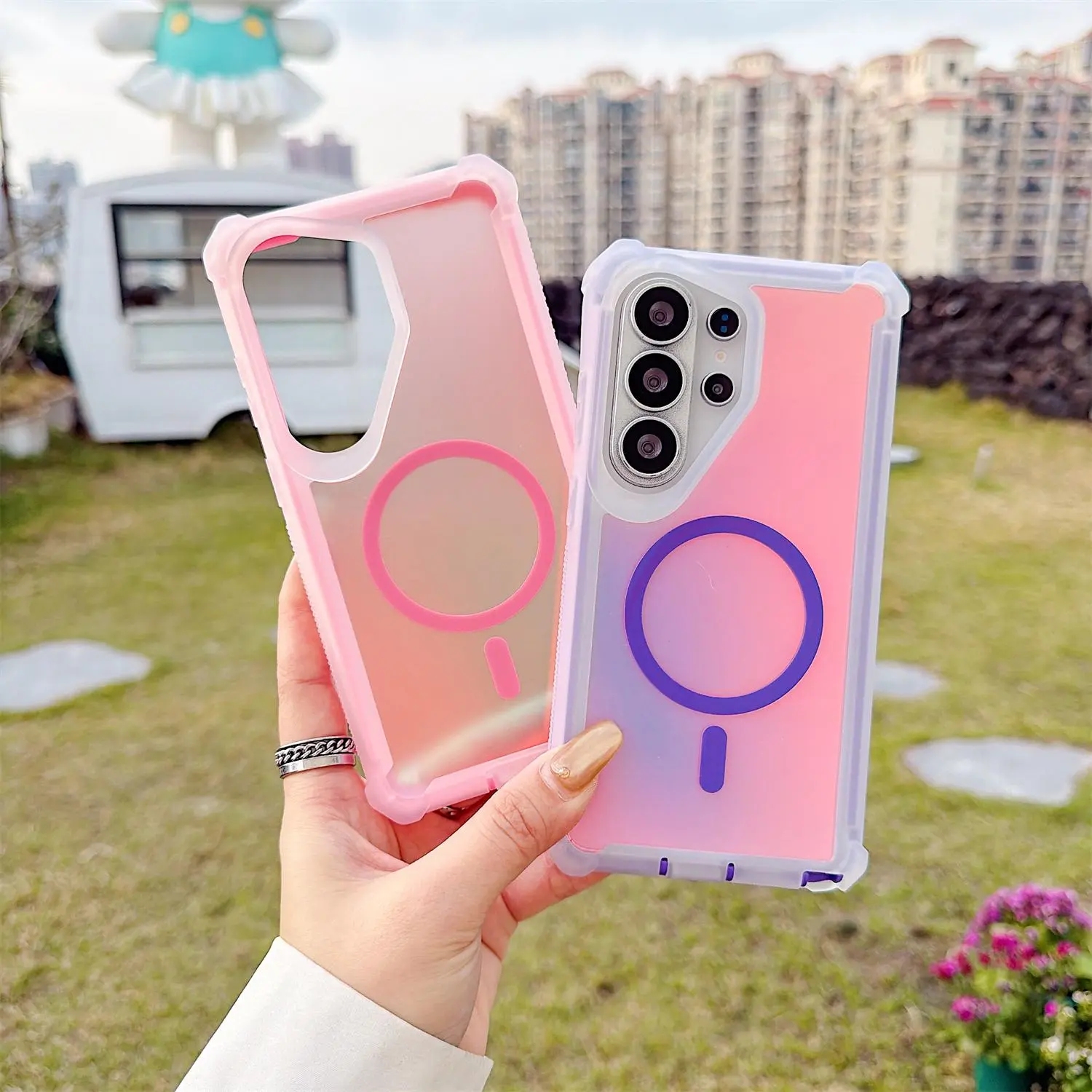 2in1 Shockproof Magnetic Double Laser Case for Samsung Galaxy S26 Ultra 25 24 23 22 Plus Wireless Charge Armor Protective Cover