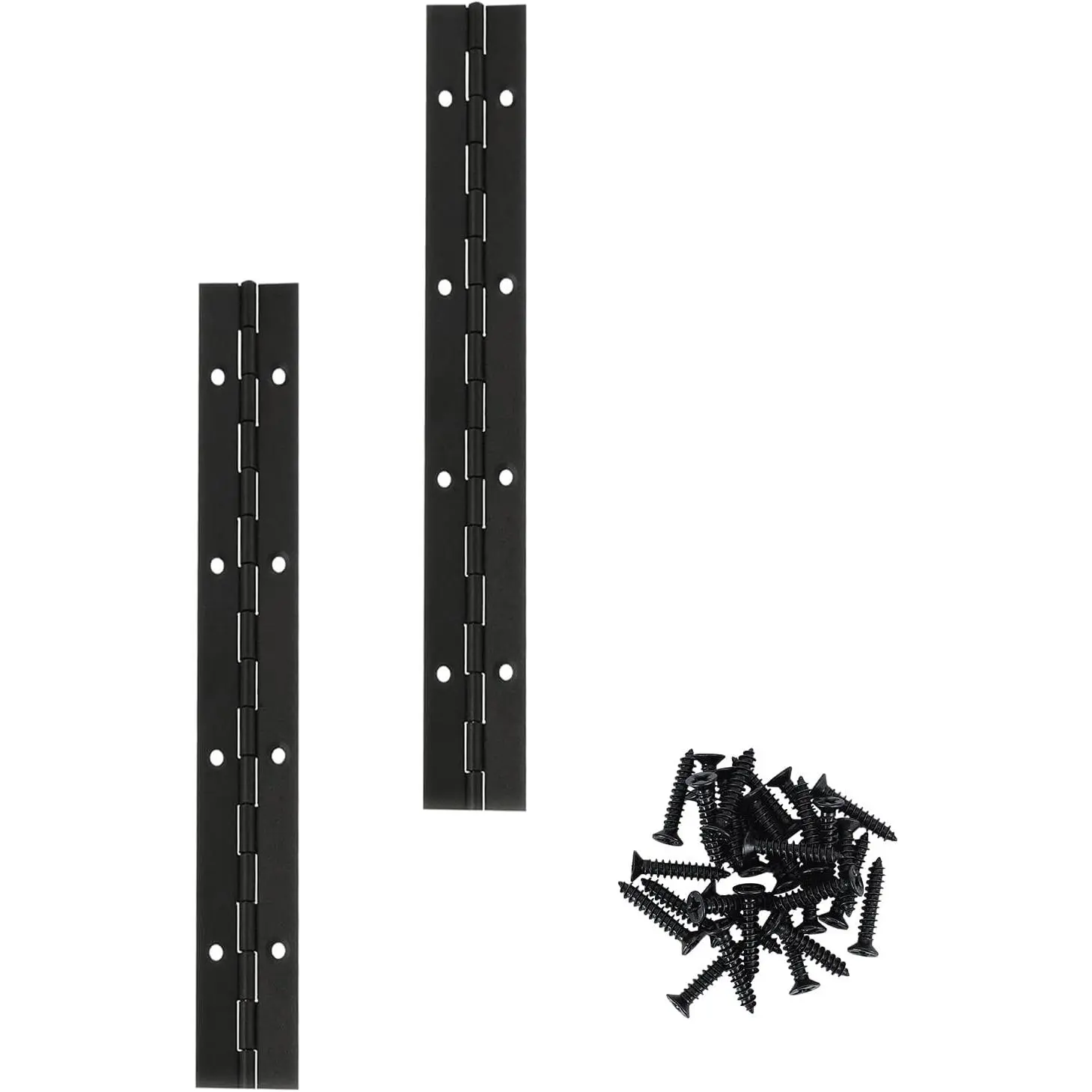 2 count 8inch Black Heavy Duty Continuous&Piano Hinges,1.2" Open Width Stainless Steel Piano Hinge with Holes and Screws,Working for  Box, Furniture,Piano Cabinets.