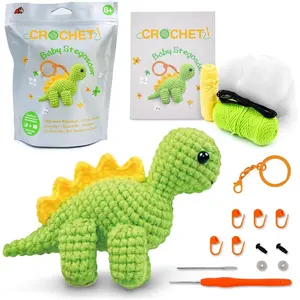 Beginner Crochet Kit for Adults & Teens - Small Portable  Kit with , Complete Supplies & Video Tutorials,  Arts & Crafts  for Women & Girls ( Stegosaur)