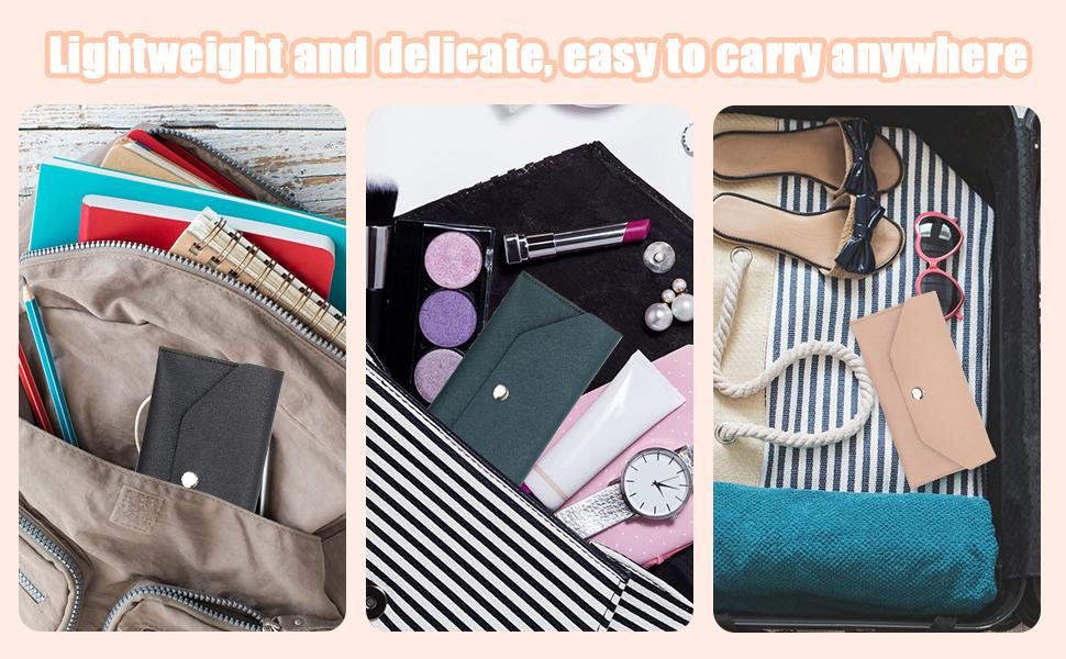 PU Leather Cash Envelope Bag - 3 Reusable Budget Envelopes for Spring Festival, Wedding, Birthday, Graduation & Holidays (Black, Pink, Dark Blue)