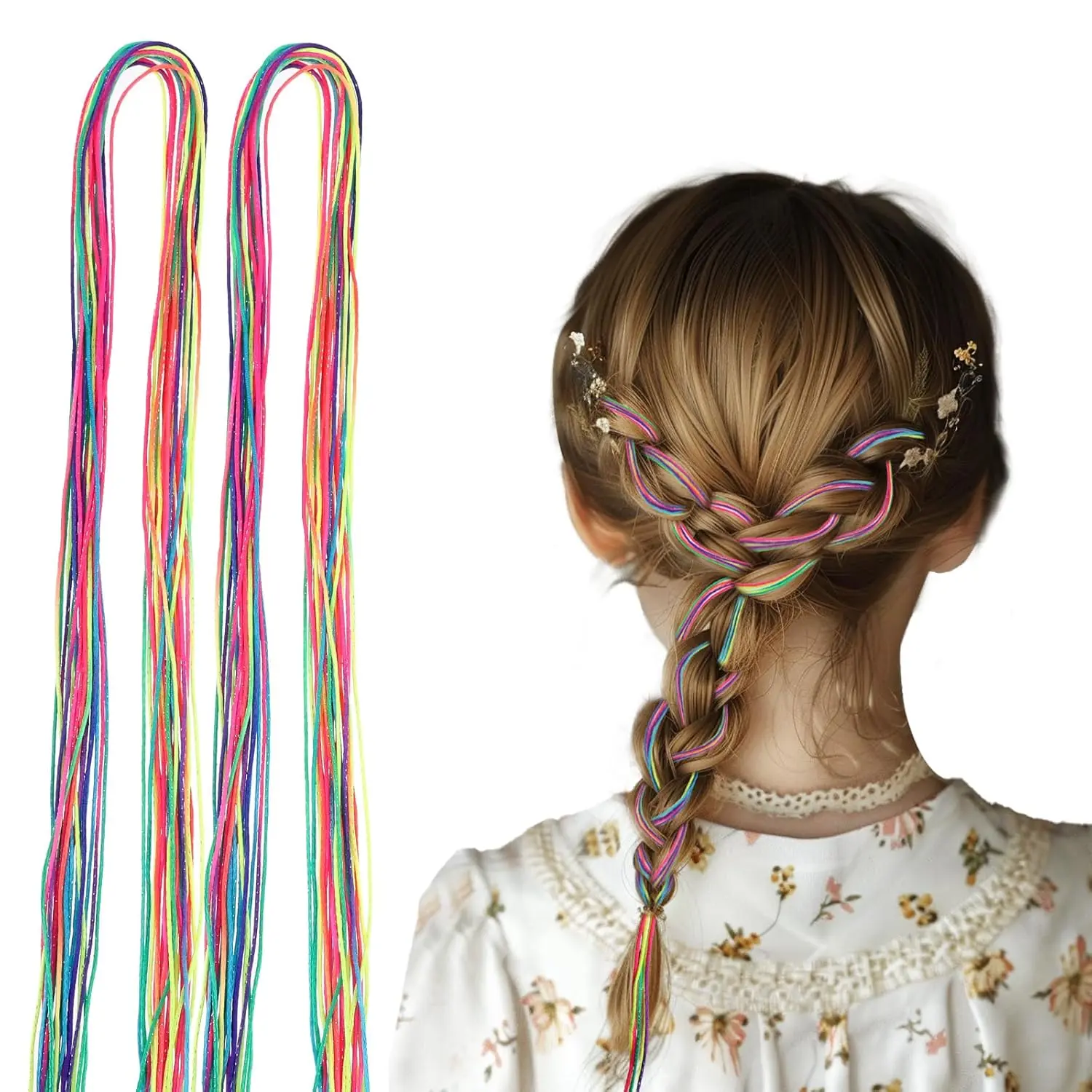 Custom Rainbow Reusable  Hair Wrap Braiding Strin