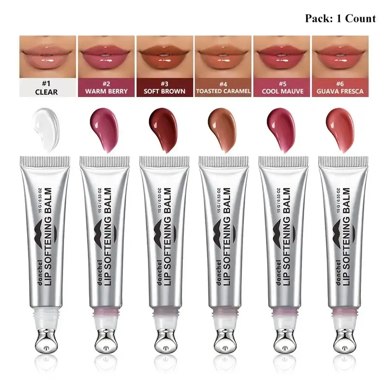 6 Colors Moisturizing Hydrating Lip Gloss, Long-Lasting Color Payoff, Fades Fine Lip Lines, Plumps Lips, Premium Metal Applicator, High-Shine Glossy Finish, Suitable for Day and Night Use