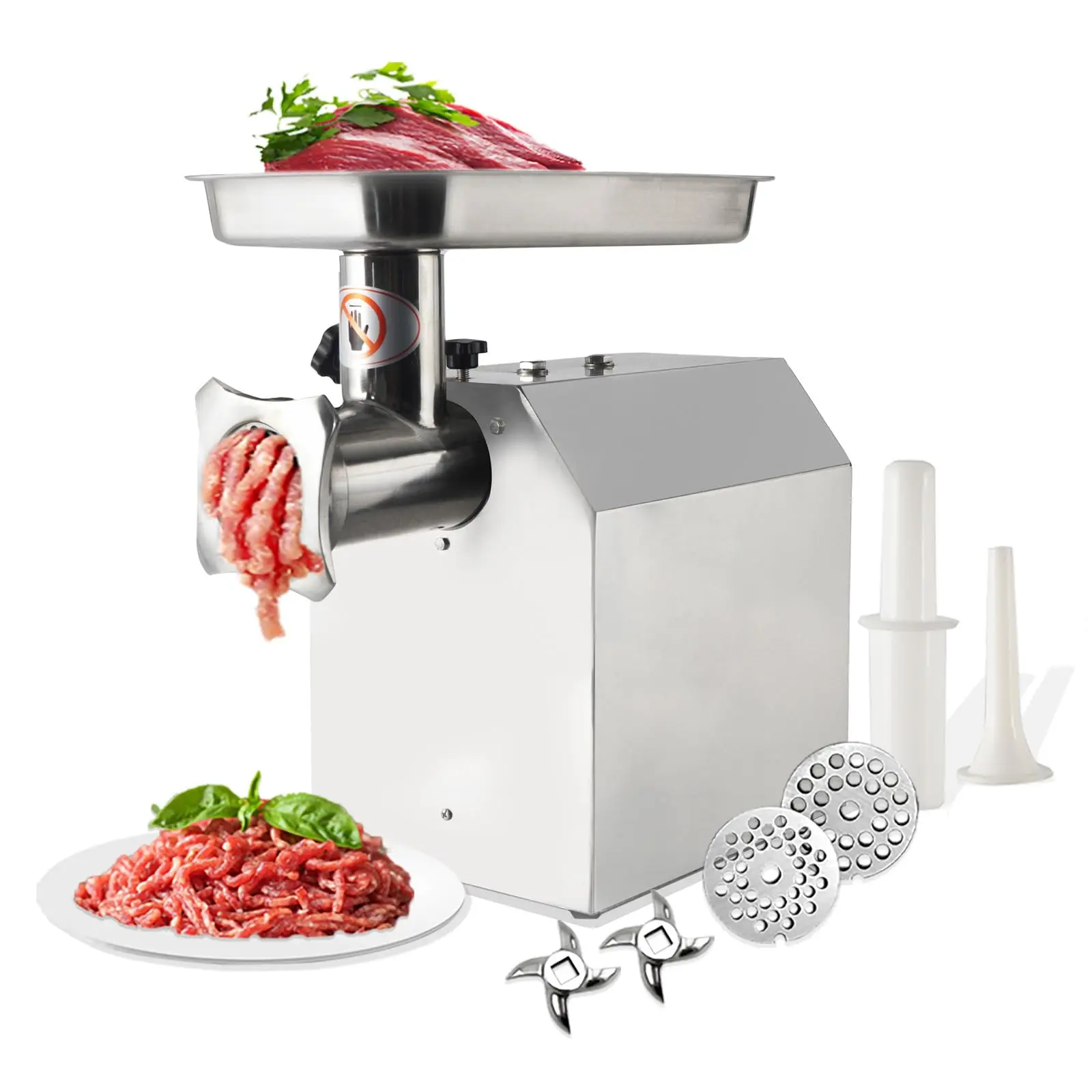 Commercial Meat Grinder, 110V, 180KG/H 1100W or 120KG/H 800W, Stainless Steel, 110 Volts, 180 Kilograms Per Hour