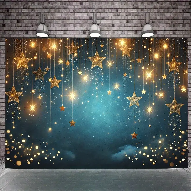 Sparkling Starry Sky Backdrop, Shimmering Stars Polyester Tapestry for Birthday Parties, Photo Booth Decorations, Celebrations, Home Decor and Photography Scenes