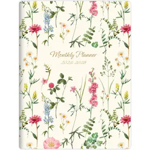 Monthly Planner May 2026 to June 2028-7" x 10" Large Calendar Book - Big Size Desk Organizer for Business, School, Notes, 100 GSM Paper, Beige Wildflower