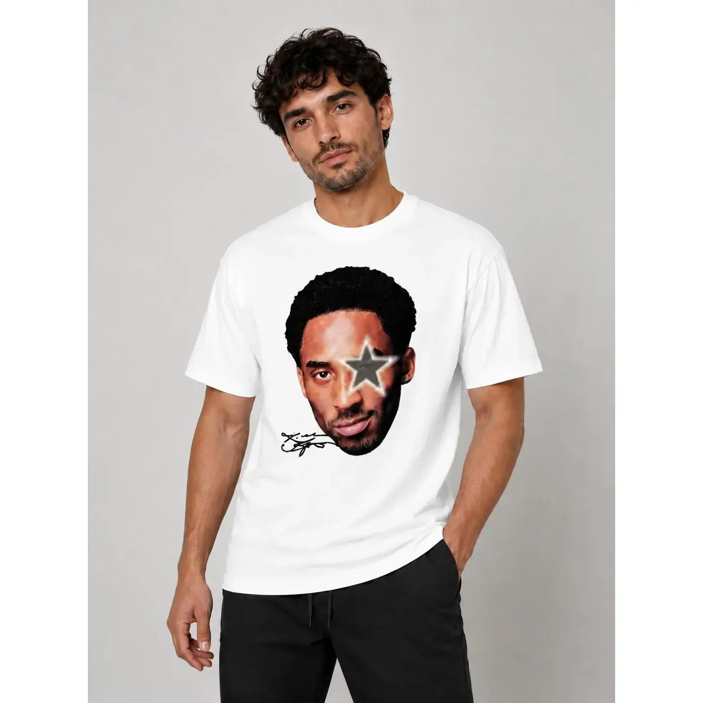 Youth and Adult Kobe Big Face Grey Star Graphic T-Shirt 100% Cotton Comfortable Short Sleeve Boys Clothing Great Gift Idea,100% Cotton,Casual Summer T-Shirt with Crew Neck,Perfect Gift For Friends & Family,Lounge & Casual Attire