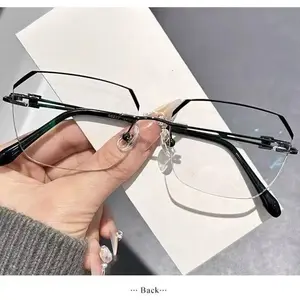 Fashionable Modern Minimalist Frameless Reading Glasses, Lightweight Metal Frame, for Work, Gaming & Daily Use