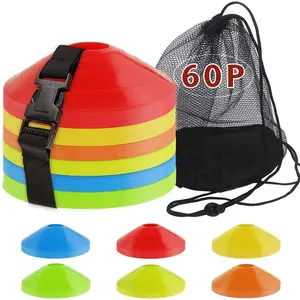 60-Pack Soccer Cones - Agility Flat Disc Cones with Carry Bag & Strap - Small  Field Markers for Football Basketball Lacrosse - Indoor/Outdoor  Drills