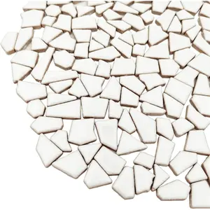 Irregular Stained White Ceramic Mosaic Tiles - 200g, 0.2"x0.8" Decorative Porcelain Tiles for Crafts, Home Decoration