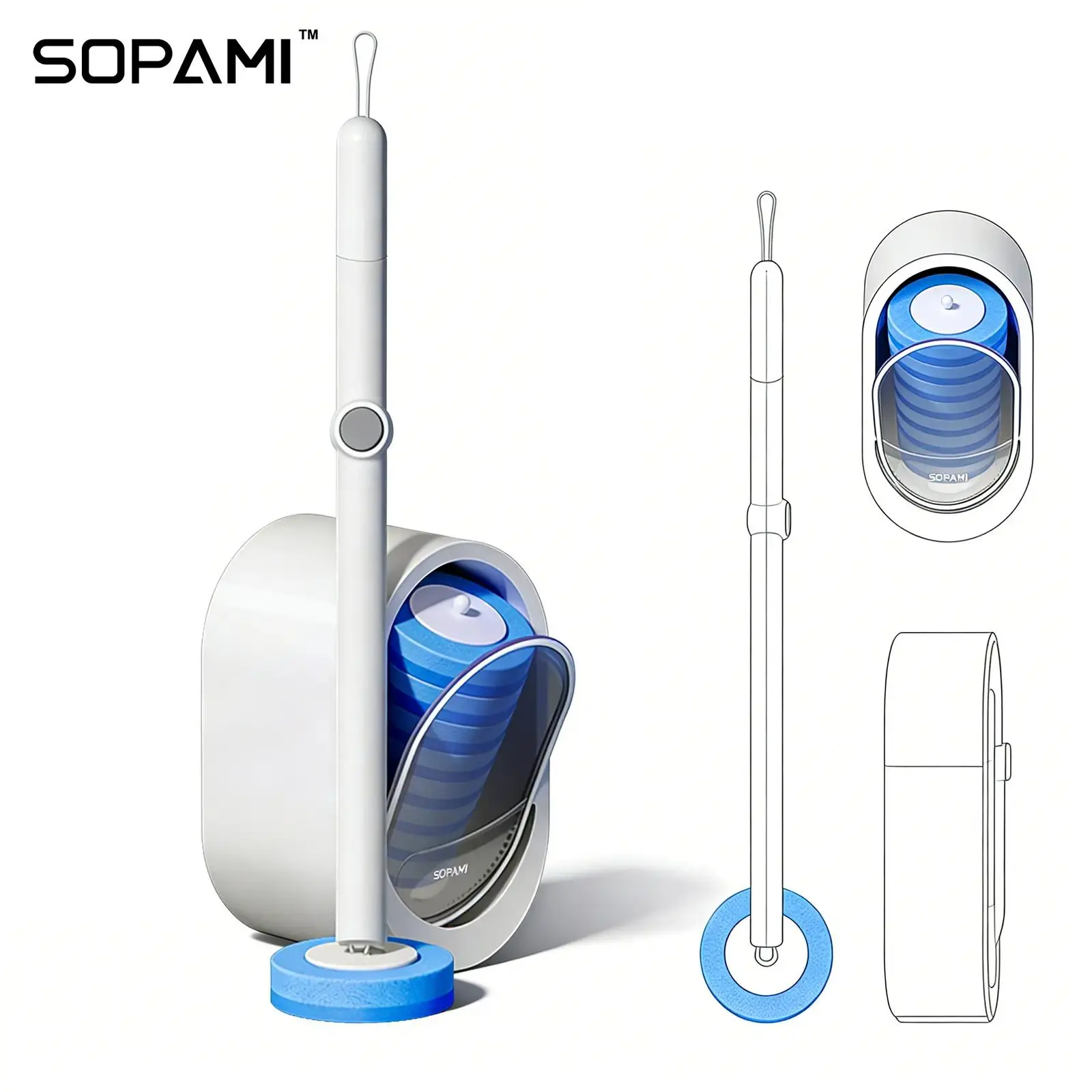 Disposable Toilet Brush Kit - 32Refill Heads & Holder, Rotating No-Touch Deep Cleaner for Under-Rim & Corner, Bathroom Cleaning Tool for Home, RV