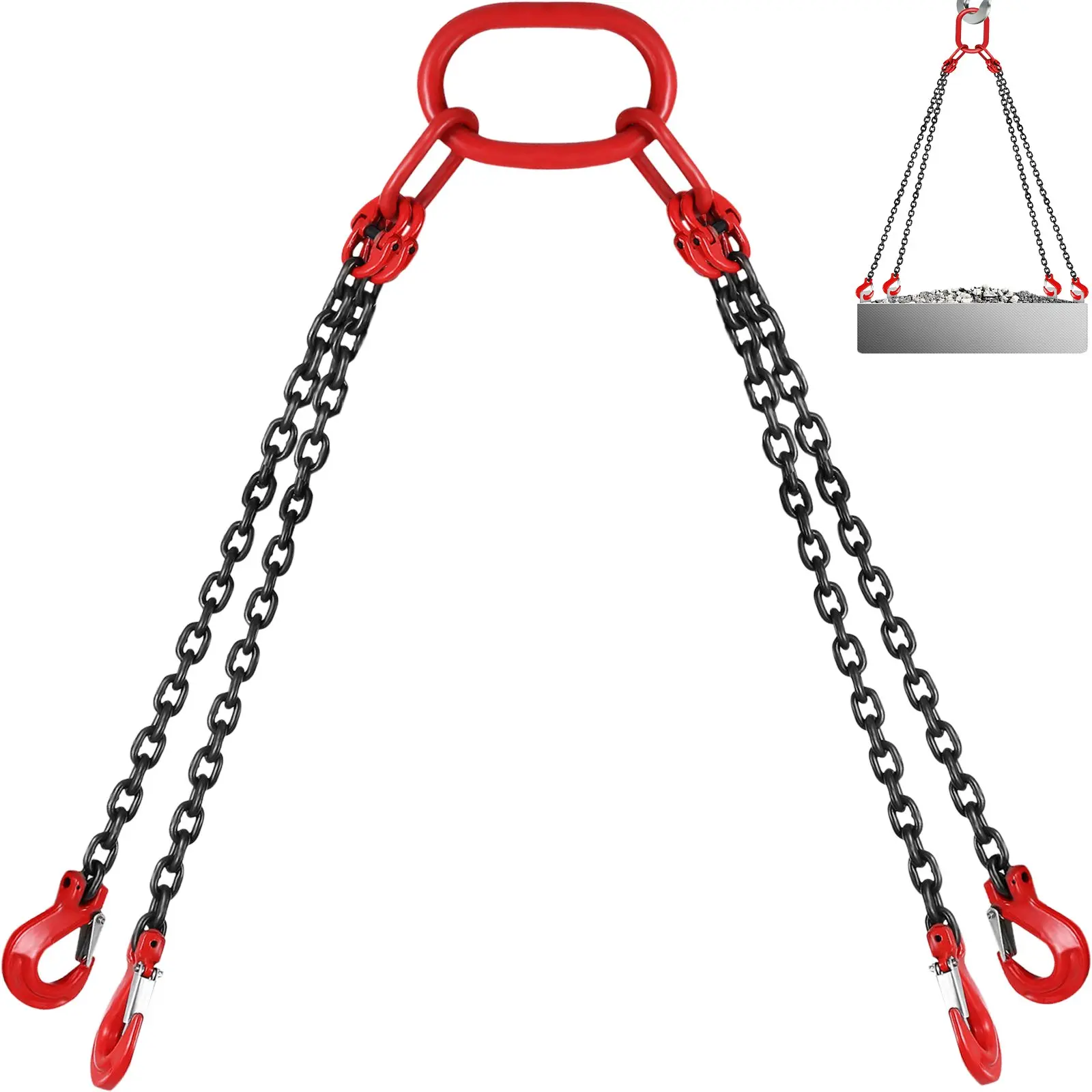 【DealsForYouDays】VEVOR Chain Sling, 5/16 inch x 5 ft Lifting Chains with Hooks, G80 Engine Chain Hoist Lifts, 11000 lbs/5 Ton Capacity Lifting Sling Chains for Engine Hoist, Engine Lift Chain with 4 Leg Grab Hooks