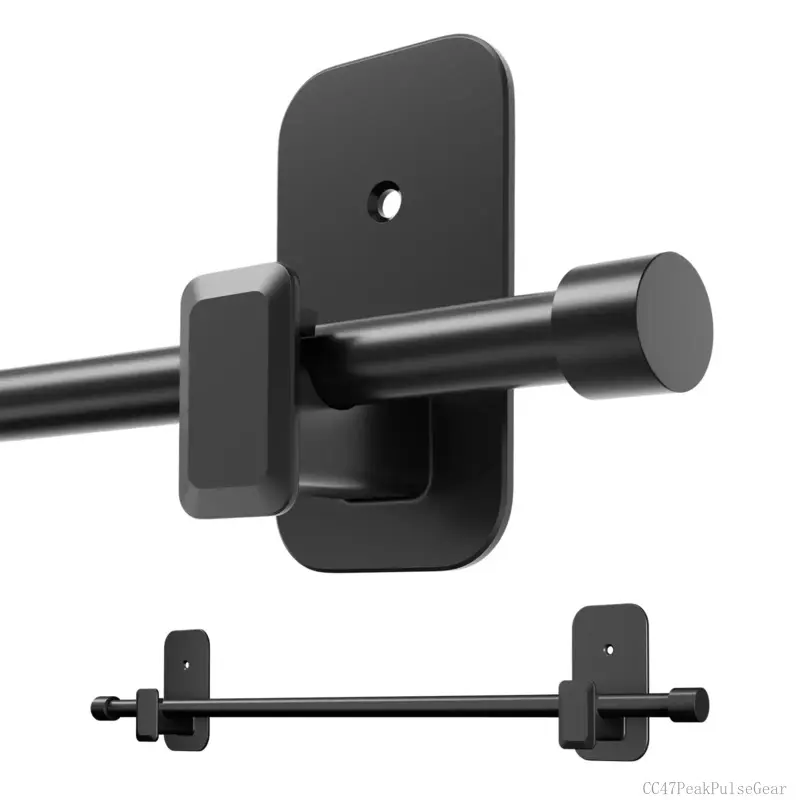 Curtain Rods for Windows - Adjustable 5/8" Tension Rod, Adhesive Brackets, Easy Install Black Drapery Pole CC47PeakPulseGear