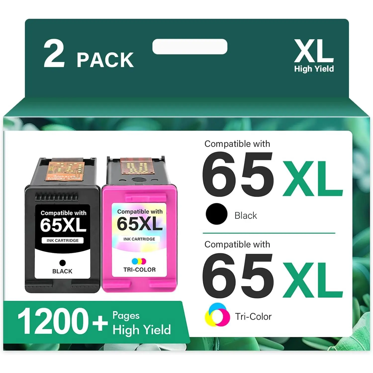 65XL 65 3755 5055 Ink Cartridges Black/Color Combo Pack for  Printers |  for HP65 XL Black and Color for  Envy 5052 5000 DeskJet 3772 3700 2600 3752 Printer (Black Tri-Color)