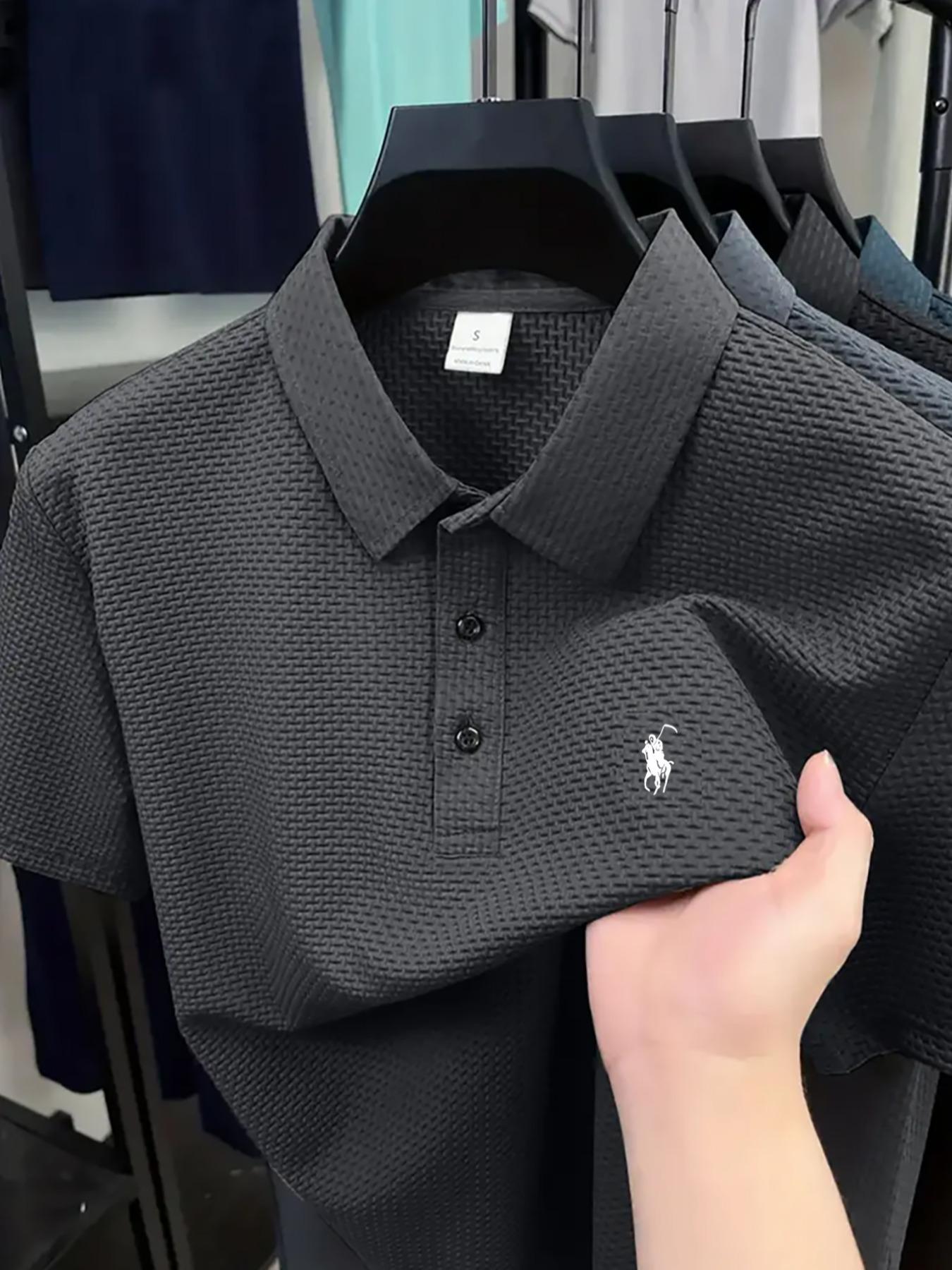 Men's Regular Fit Letter Print Polo Shirt, Casual Short Sleeve Collared Top for Summer, Fashion Men's Clothes for Daily Wear